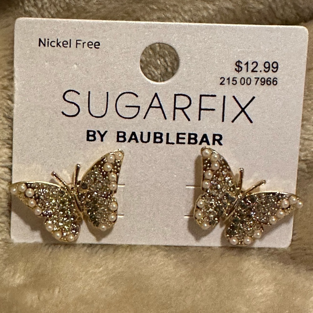 Earrings Shimmery Butterflies, Sugar Fix by Bauble Bar, Nickel Free - Picture 7 of 12
